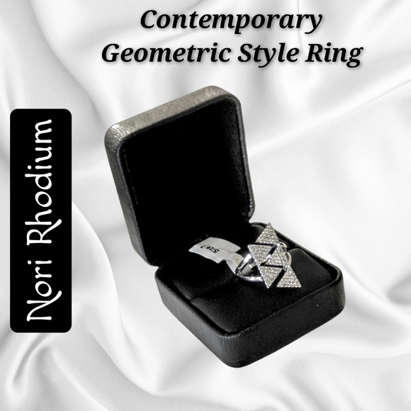 Nori Rhodium ~ Contemporary Geometric Style Ring - Picture 5 of 9